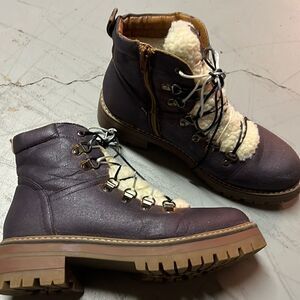 Custom Galaxy Glitter Combat Boots | Purple Sparkle Festival Grunge